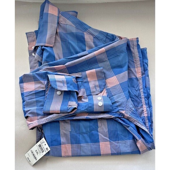 Club Room Mens Kevin Classic-Fit Plaid Button Down Shirt Hyper Blue Size 2XL - Picture 5 of 5